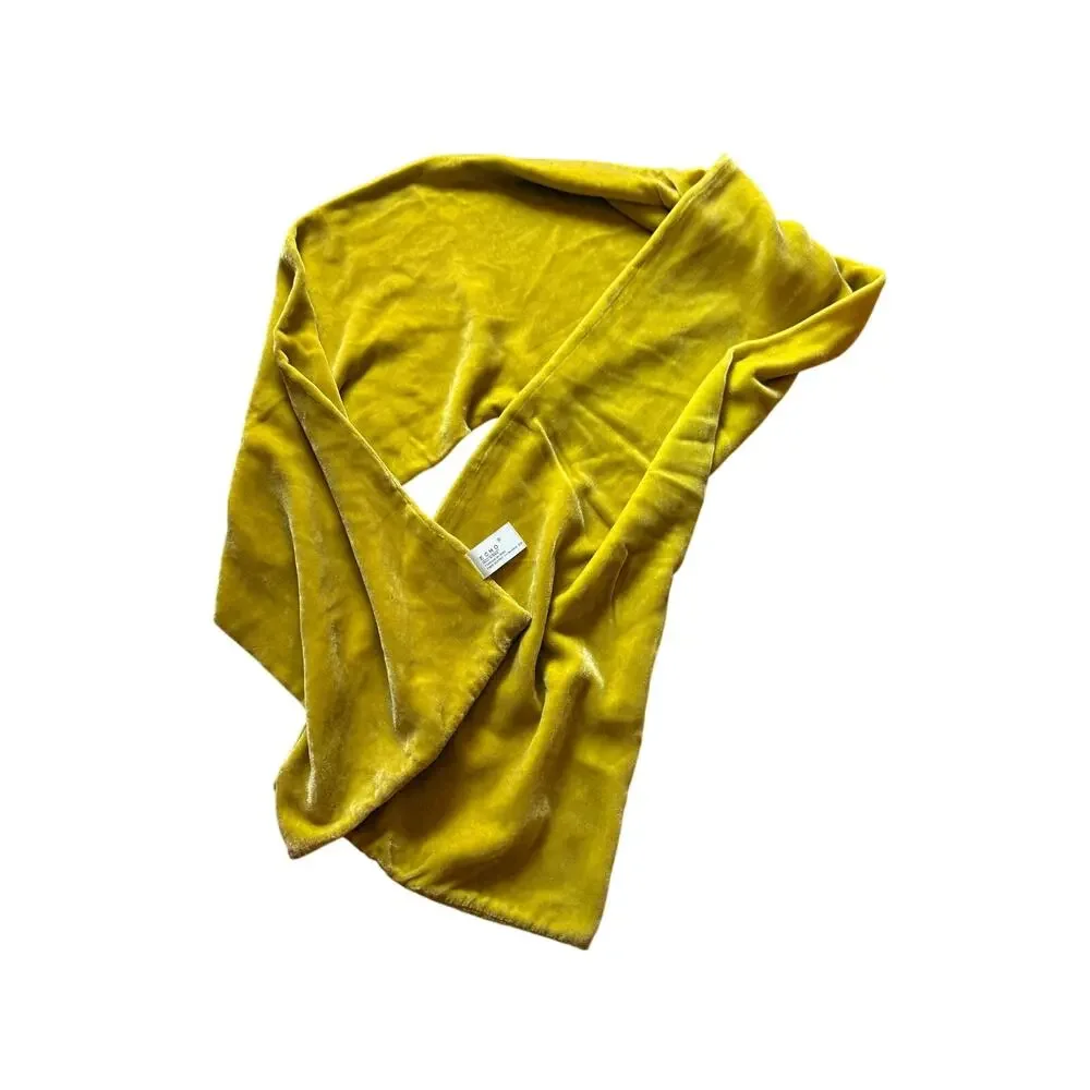 Echo Silk Blend Velvet Oblong Scarf Chartreuse Gold Luxe 82% Rayon 18% Silk